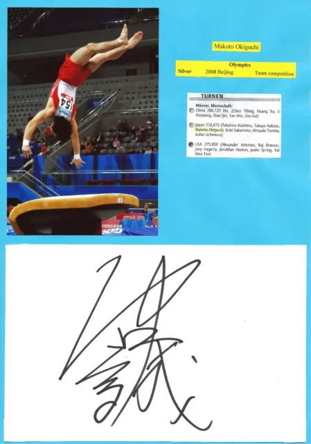 Makoto Okiguchi  Japan  Turnen  2.OS  2008  Karte original signiert WL 340686