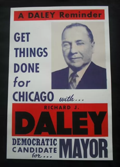 1955 Richard J. Daley For Chicago Mayor Campaign Election Poster Democrat