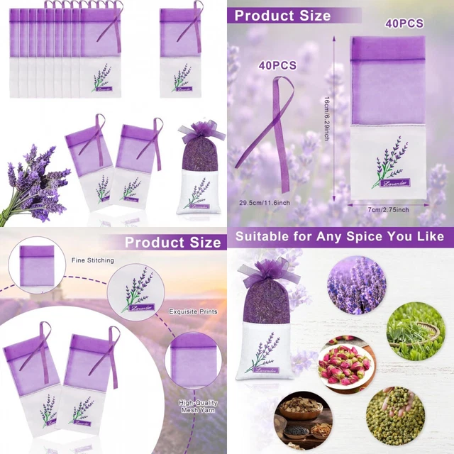 40 Pezzi Sacchetti per Lavanda, Lavanda Vuoti, di...