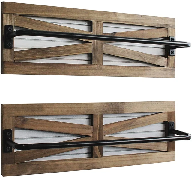 2PCS Rustic Towel Racks for Bathroom Wall Mounted, Towel Holder for Bathroom Tow