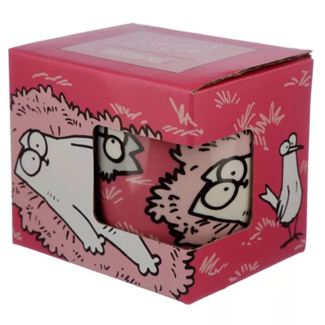 Simon's Cat Katze rosa Tasse Kaffeebecher Becher Kaffeepott 300ml aus Porzellan