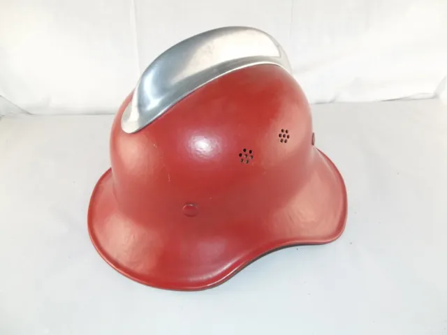 Feuerwehr Helm Metall Rot mit Kamm, Gladiator Stahlhelm WK2