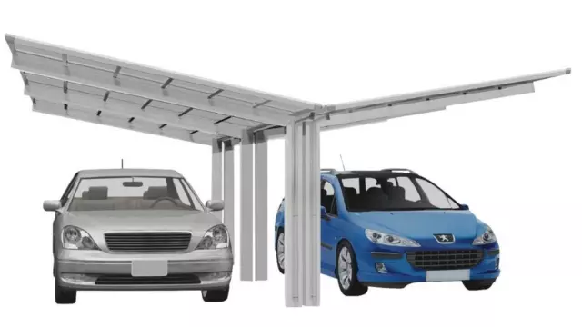 Ximax Carport Linea Kombi. Typ 110 Y-Ausführung Edelstahl-Look L 4,95 x B 5,48 m