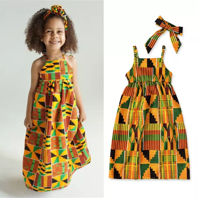 Backless Dress African Outfits Traditional Style Strap Toddler Ankara Dashiki