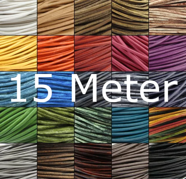 15 Metros Cordón de Cuero Ø 1 / 1,5/2/3/4 / 5/6 MM Correas - Color a Elegir
