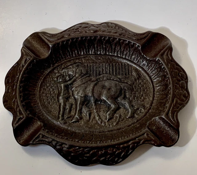 Antique Cast Iron Cigarette Horse Ashtray. Harness Teamster Livery. Tobacciana