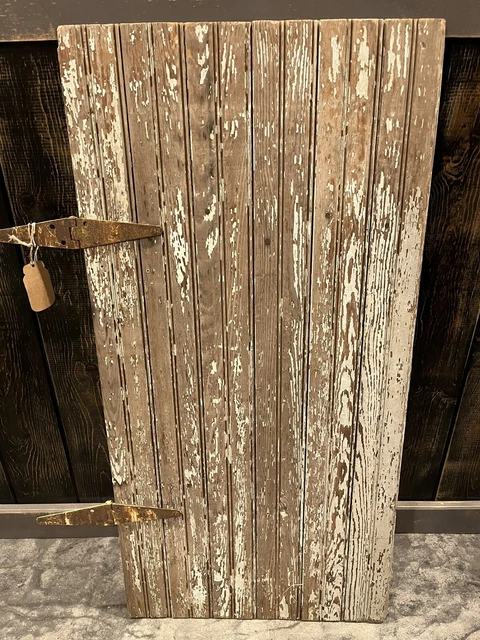 Antique Barn Hay Door/Barn Wood Green Paint Patina Original Latches Metal