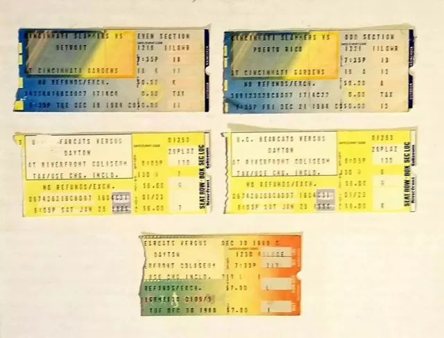 Basketball Ticket Stub LOT UC BEARCATS CINCINNATI SLAMMERS DAYTON FLYERS 1980s