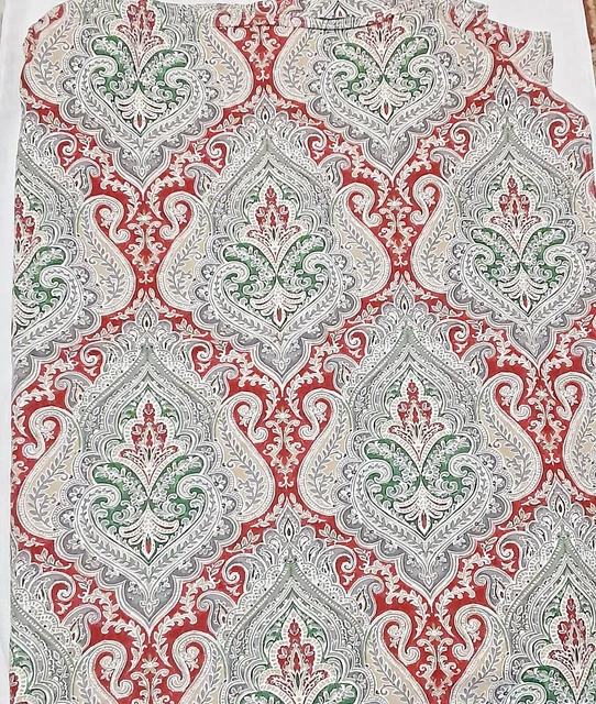 TWIGS & TWINE Paisley Medallion rectangular Cotton Tablecloth Red Green