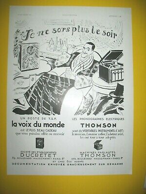 PUBLICITÉ DE PRESSE 1933 POSTE TSF THOMSON LA VOIX DU MONDE ADVERTISING 