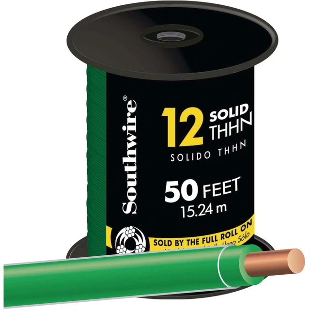 Southwire 50 Ft. 12 AWG Solid Green THHN Electrical Wire 11591583 Southwire