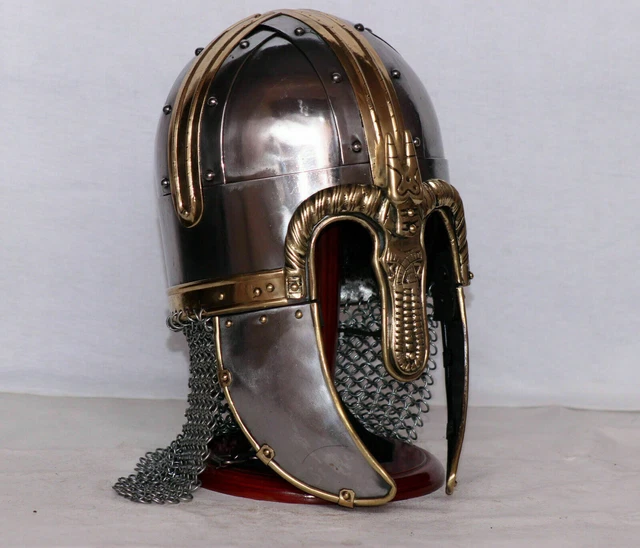 SCA/ Larp Antique Medieval Steel Viking Vendel Helmet With Chainmail Hand Forged