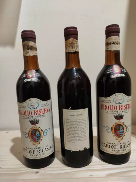 3 bottiglie 1967 Barone Ricasoli 'Brolio Riserva', Chianti Classico DOCG, Italy