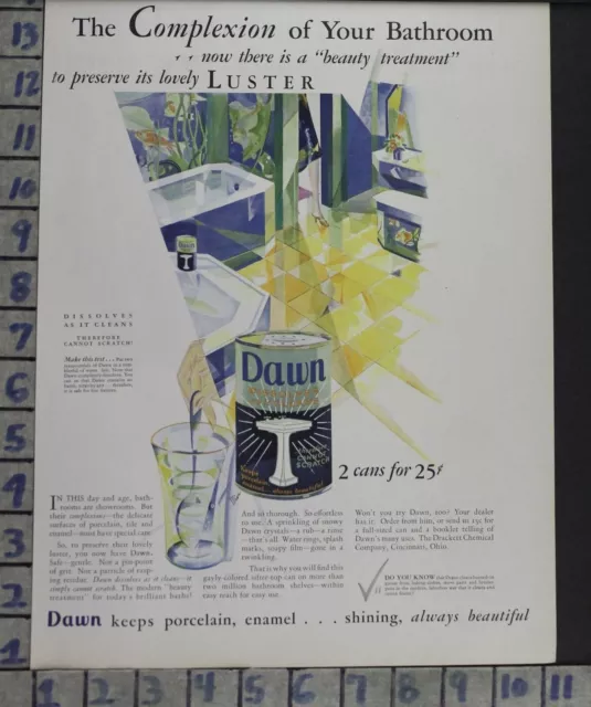 1929 Dawn Bathroom Tub Sink Interior Modern Fish Deco Art Vintage Ad  Bq26