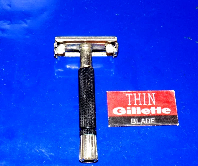 Gillette Black Handle Super Speed Flare Tip TTO Razor w/Date Code "S-1" (1972)