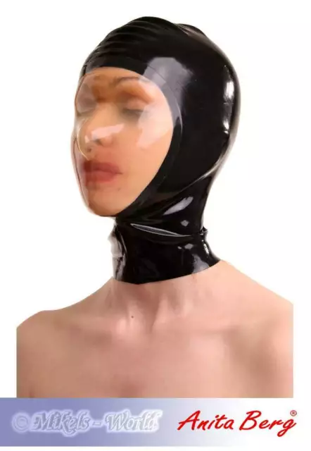 Anita Berg - Latex Kopfmaske mit Transparenz ohne Zip in diversen Farben