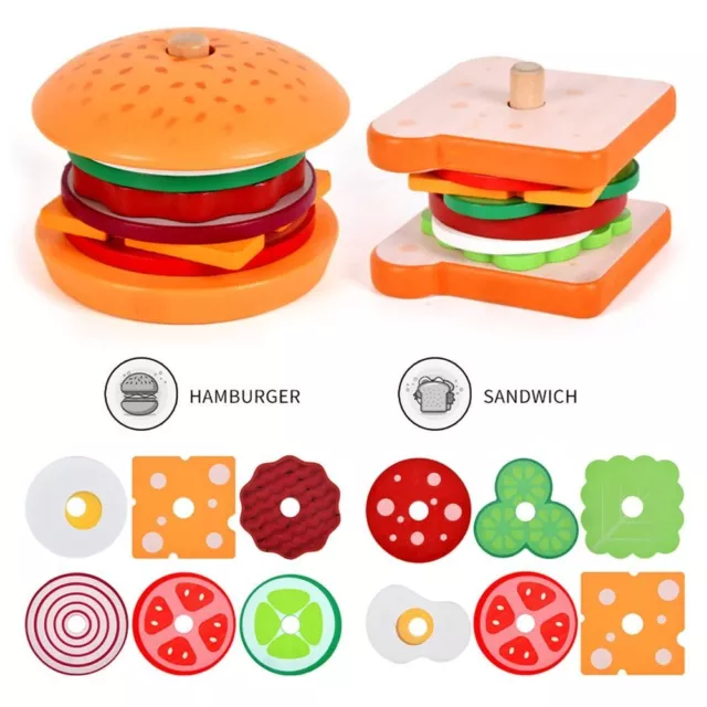 Food Sandwich Preschool Educational Toys Fine Motor Skill Burger Stacking Toys