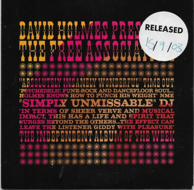 DAVID HOLMES PRESENTS THE FREE ASSOCIATION 10 track CD Promo Album
