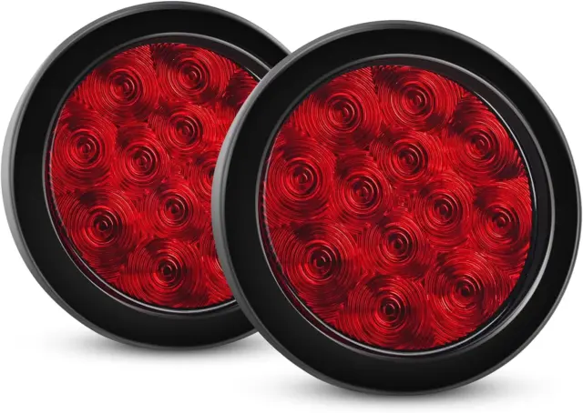 - TL-18 2PCS 4" round Red LED Trailer Tail Lights W/Surface Mount Grommet Plugs