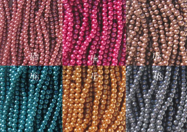 Lot de 100 perles rondes verre nacré renaissance 6mm bohème coloris choix *RU29