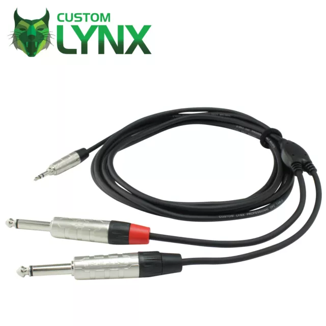 Rean Neutrik TRS 3.5mm Mini Jack to 2 x Jack 6.35mm (1/4") Cable. 1m/3m/5m/10m