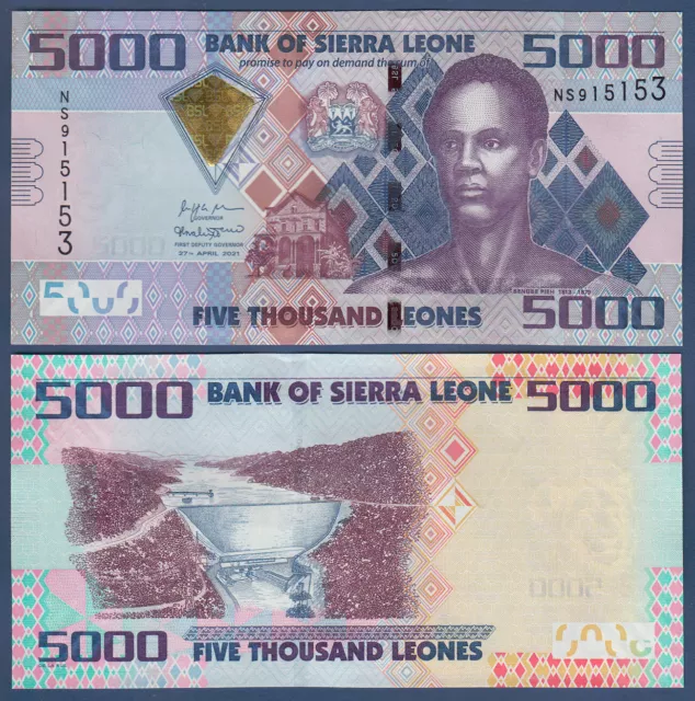 SIERRA LEONE  5000 LEONES 2021  UNC  P.32 New