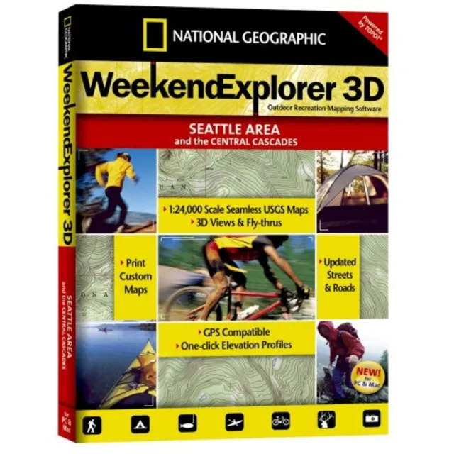 National Geographic TOPO! Weekend Explorer 3D Seattle Area/Central Cascades Map