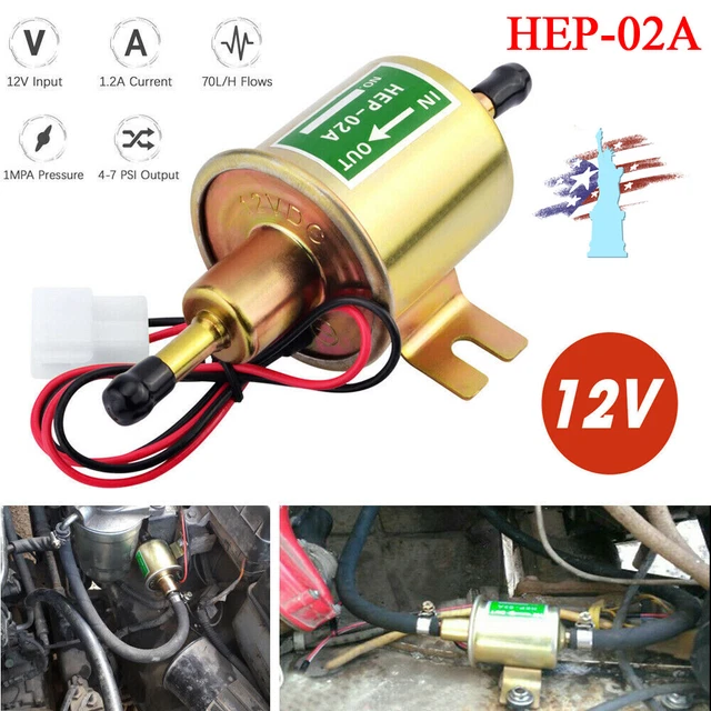 Universal Electric Fuel Pump HEP-02A 4-7PSI 12V Inline Low Pressure Gas Diesel