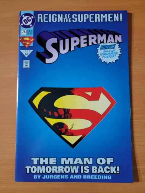 Superman #78 Die-Cut Cover Direct Market Edition ~ NEAR MINT NM ~ 1993 DC Comics