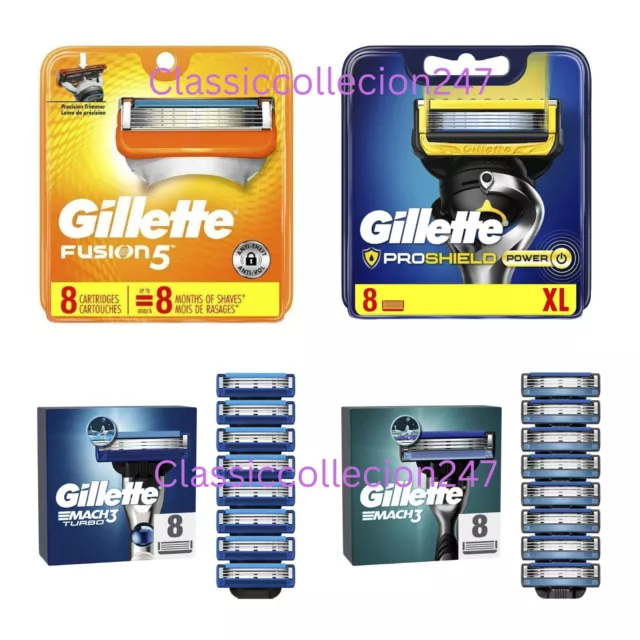 Gillette Mach3/Fusion5/ProShield Razor Blades For Men *Pack of 8* *CHOOSE TYPE*