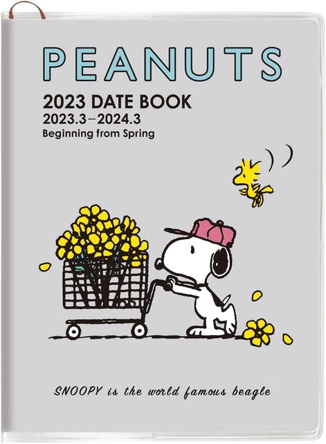 Square Snoopy Notebook di Avviamento Marzo 2023 A6 Mensile Grigio