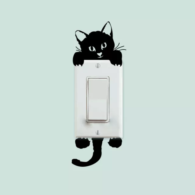 2 Pegatinas de Gato Adhesivos Plantillas de Pared Interruptor Luz