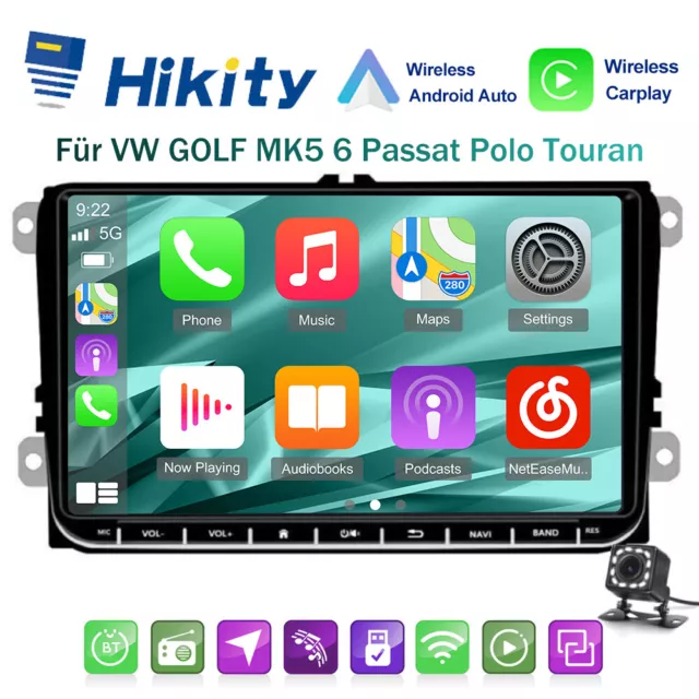 Android 13 Apple Carplay Autoradio für VW GOLF MK5 6 Passat Polo Touran GPS NAVI