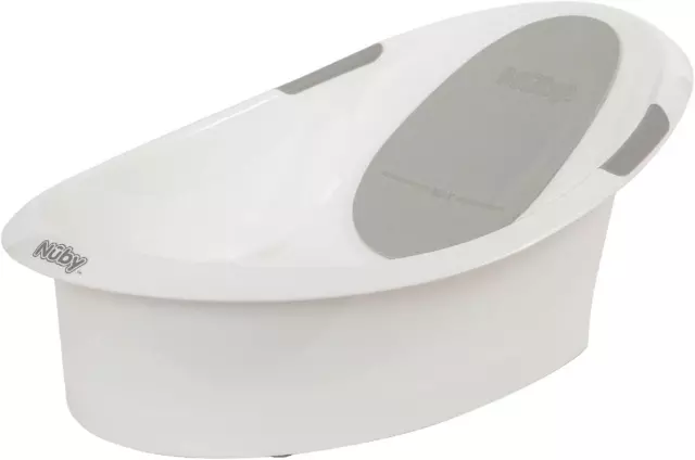 Nuby Newborn Baby Bath with Built in Anti-Slip Support and Soft Headrest, White