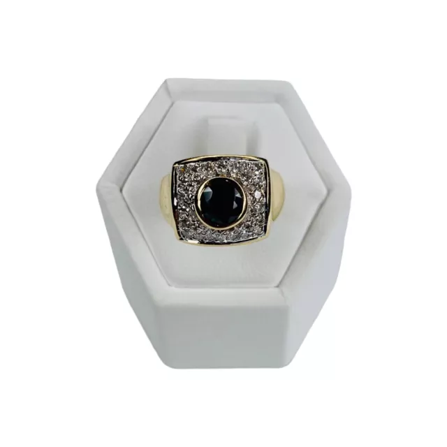 MAGNIFIQUE BAGUE RECTANGULAIRE EN OR 18K SAPHIR ET DIAMANTS or 18 carats