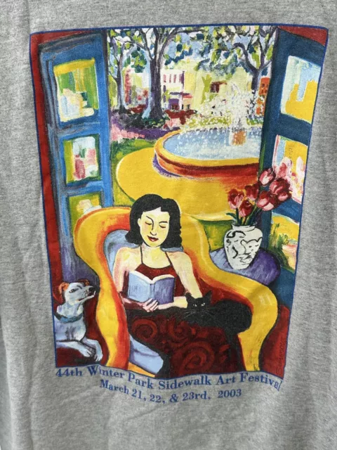 Camiseta VINTAGE Winter Park Acera Festival de Arte Adulto XL Mangas Largas 2003