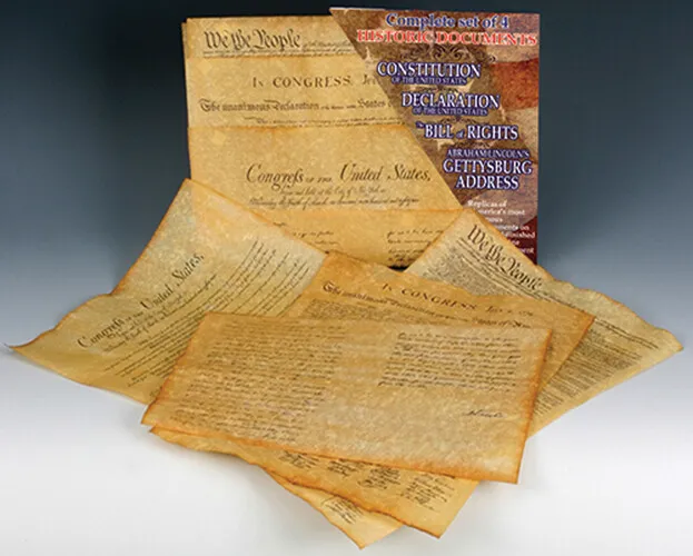 4 Historic Documents Constitution, Bill Of Right, Declaration Of Independence +1