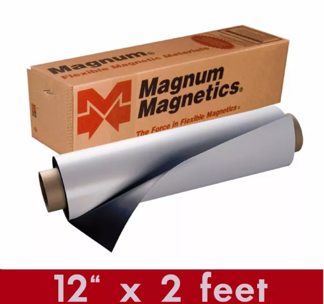 (2) Magnum Mag 12" width x 2 Ft ROLL 30 Mil. Magnetic Sign Sheet Cars / Crafts