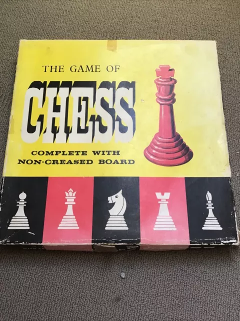 Vintage Chess Box Set Non Crease Board- Chess In A Nutshell Directions Complete