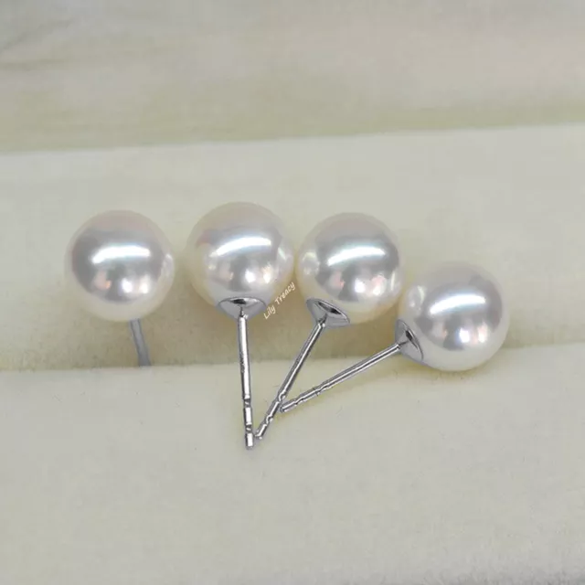 7.5-8mm Japanese Akoya Pearl Stud Earrings 18K Solid Yellow or White Gold bridal