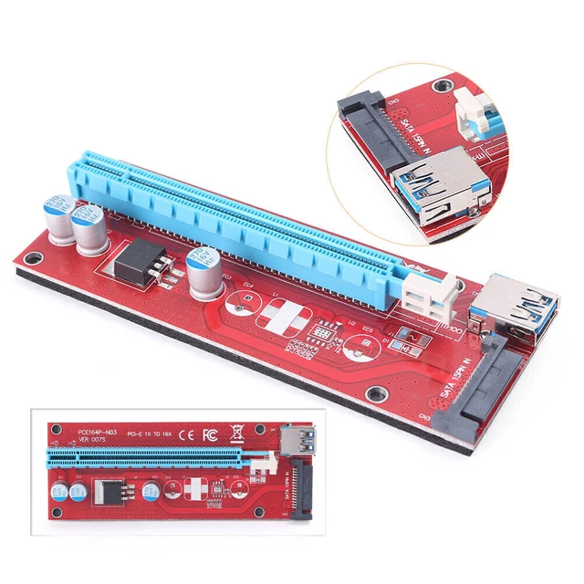 PCI-E Express USB3.0 1x to 16x Extender Riser Card Adapter SATA Power Cable g5