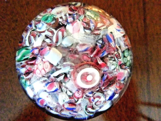 Antique NEGC Boston & Sandwich Art Glass SCRAMBLE Paperweight Millefiori End Day