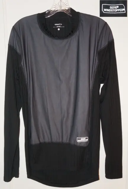 Craft Active Extreme Gore Windstopper Shirt Black Gray Long Sleeve Base Layer L