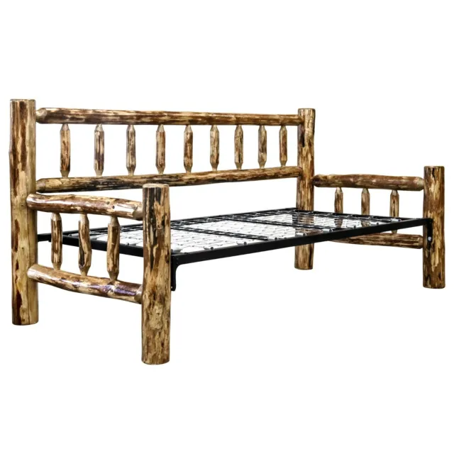 Rustic Log Daybed Frame Amish Made Solid Pine Day Bed Lodge Cabin  Stained