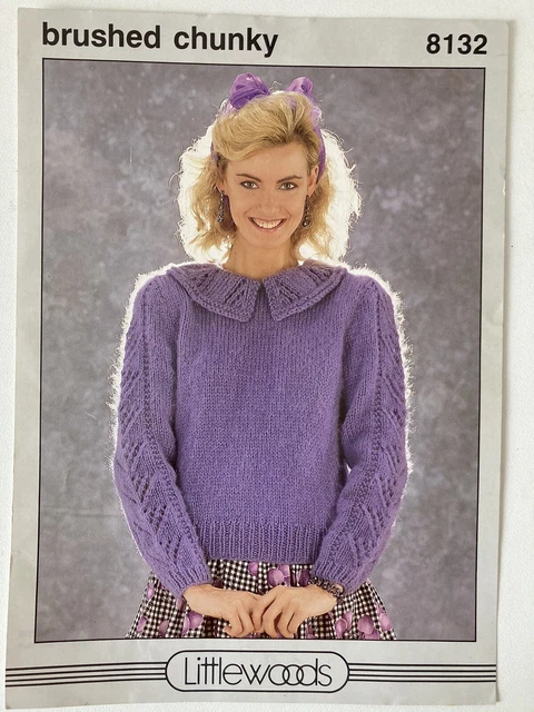LITTLEWOODS KNITTING PATTERN Brushed Chunky Jumper 6 Size