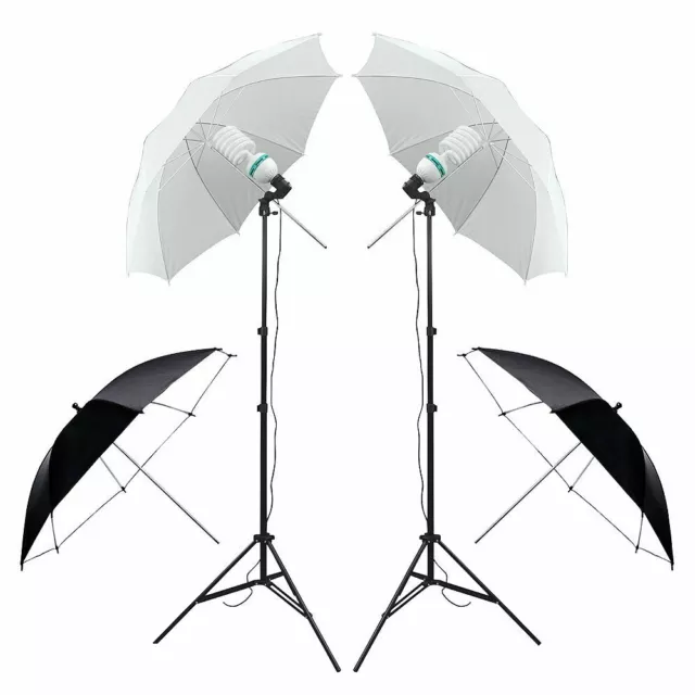 Photography Studio Lighting Kit Dimmable Softbox 4X Umbrella Backdrop Stand Set 3