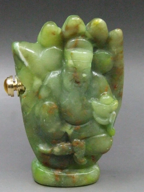 ATT828 Chinese Antique Hand carved old jade STATUE Buddha's hand SNUFF BOTTLE