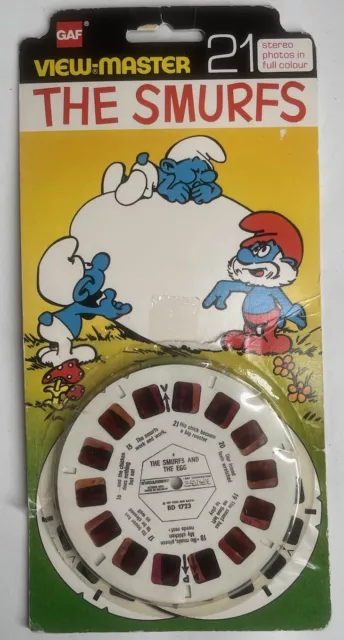 View Master The Smurfs 3 Reel Set With Original Card - Rare Vintage