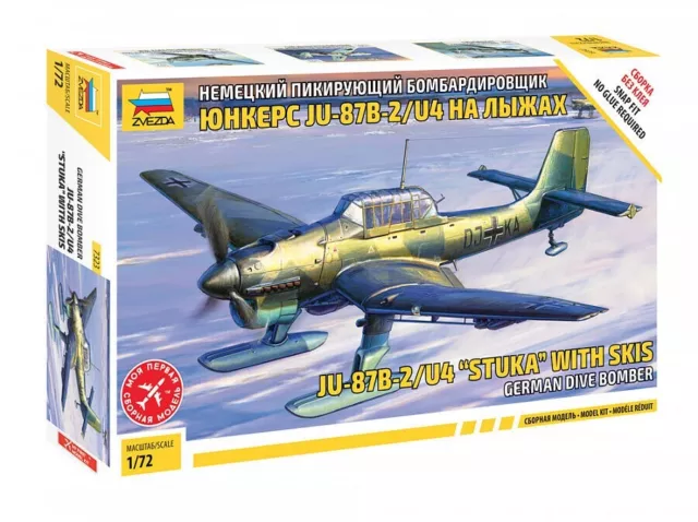 German Dive Bomber Junkers Ju-87 B2 with Skies Model Kit Звезда Модель Сборная