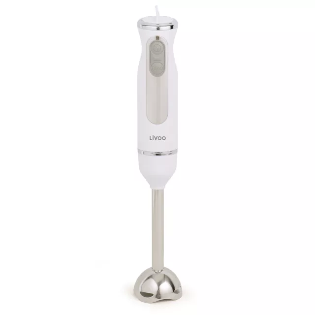 Mixeur plongeant  Blanc et gris avec Couteau 2 lames en acier inoxydable 600W